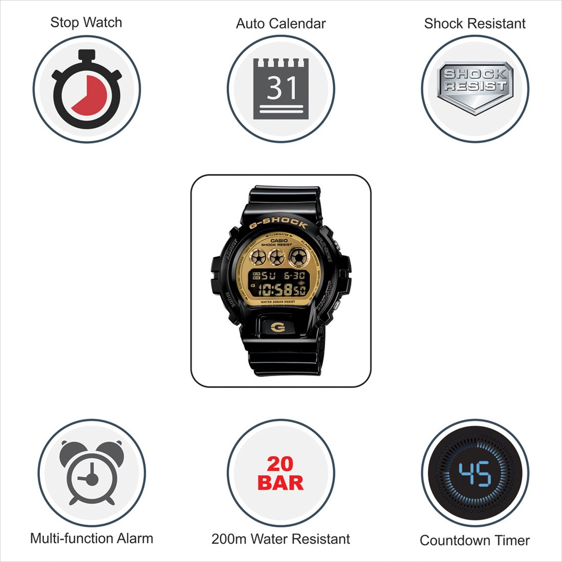 Casio G-Shock Chronograph Resin Strap Gold Mirror Dial Men's watch