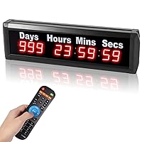 Days Countdown Clock, 1.0” Yearly Countdown Clocks Up to 999 Days with Hours Minutes Seconds for Retirement Christmas Wedding, Remote Control Led Countdown/Timing Up Timer Wall Clock