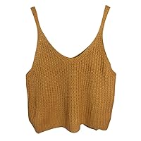 Aphratti Women's Sleeveless V-Neck Crochet Crop Top Shirt