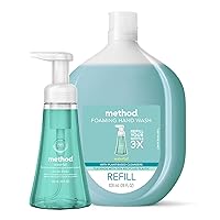 Method Foaming Hand Soap and Handsoap Refill, Waterfall, 10 fl oz. and 38 Fl Oz. (Pack of 2)