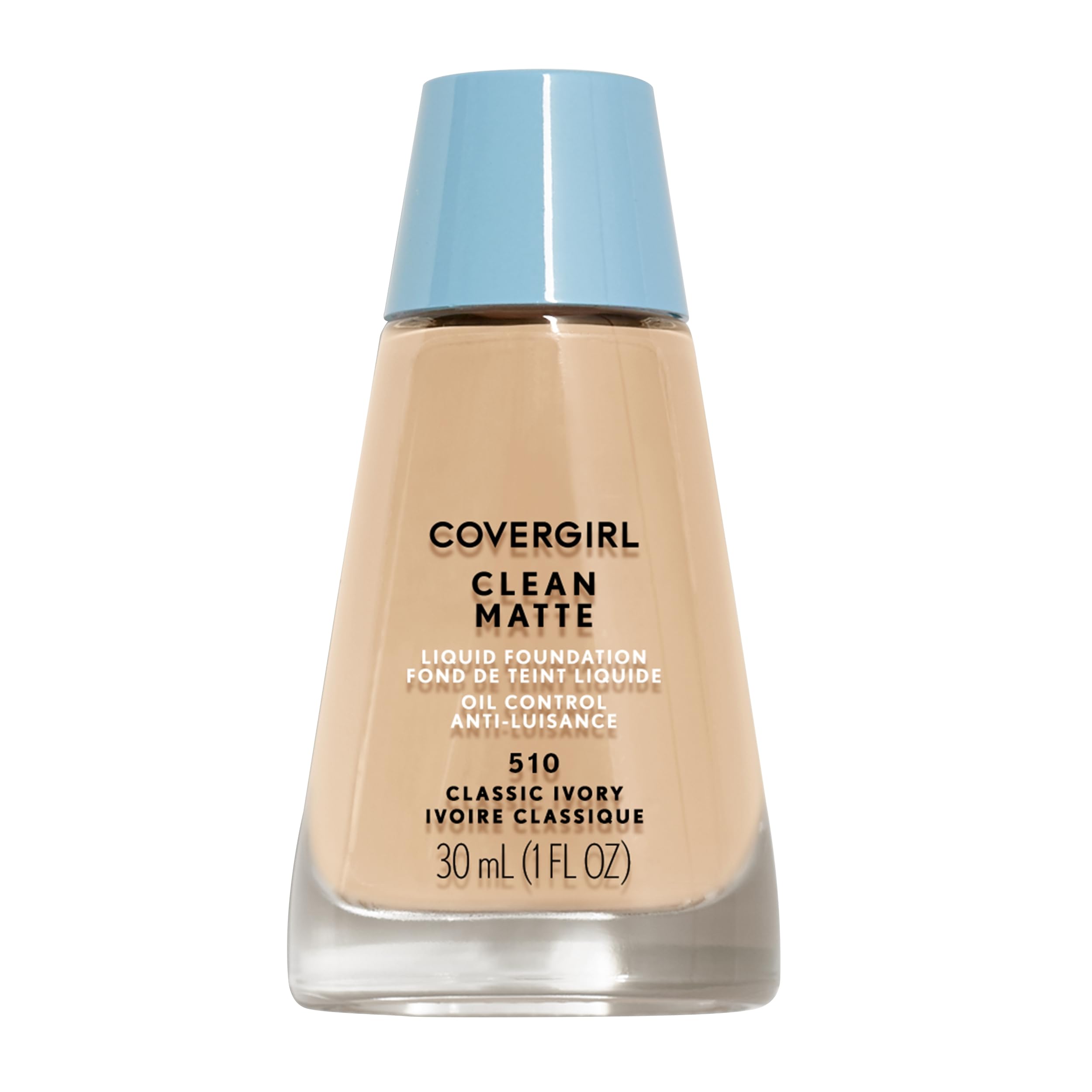 COVERGIRL Clean Matte Liquid Foundation Classic Ivory, 1 oz (packaging may vary), Liquid Foundation, Matte Foundation, Lightweight Foundation, Moisturizing Foundation, Water Based Foundation