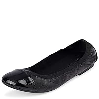 The Children's Place,girls,Quilted Ballet Flats,and Toddler Ballet Flats,Black Quilted,6 Big Kid