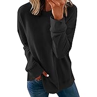 Sweatshirt For Women Solid Crew Neck Pullover Tops Basic Casual Long Sleeve Workout Tops 2023 Girls Daily Outfits