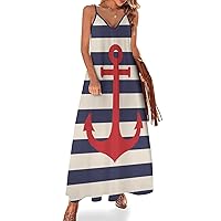 Sailing Women's Sleeveless Maxi Dress V-Neck Sundress