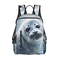 Laptop Backpack 14.7 Inch with Compartment Harp Seal Wallpaper Laptop Bag Lightweight Casual Daypack for Travel