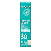 Aveeno Protect + Soothe Face Mineral Sunscreen with Broad Spectrum SPF 30 for Sensitive Skin, Lightweight & Non-Greasy Face Sunscreen, Water-Resistant UVA/UVB Protection, 1.7 fl. oz