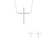 10K 1/10CT TDW Diamond Cross Pendant Necklace For Women (I-J, I2)