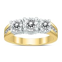 AGS Certified 2 Carat TW Diamond Three Stone Ring in 14K Two Tone Gold