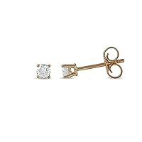 Certified 14k Gold 0.10ct to 2ct Round Diamond Stud Earring for Women by DZON (H-I, I2-I3)