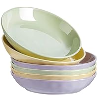 Porcelain Dinner Plates,Soup Plates, Pasta Plates, Ceramic Salad Plates Set of 6, 8 Inch,22 Ounces,Dishwasher Oven and Microwave Safe.(3 Color Mixed)