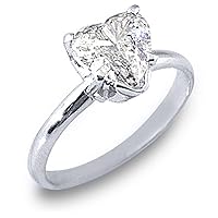 14k White Gold Solitaire Heart Shape Diamond Engagement Ring 1.66 Carats