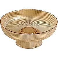 Glass Footed Bowl Round Pedestal Bowl Clear Fruit Bowl Decorative Serving Dish Dessert Display Stand Snacks Nuts Plate for Kitchen Counter Centerpiece Table Decor Amber 10.2inch