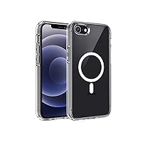 Magnetic Case for iPhone 7/8/SE Case,[Wireless Charging] [Compatible with Magsafe] No Yellowing and Military Drop Protection,Slim Transparent Phone Case Cover for iPhone 7/8/SE-Clear