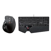 ELECOM 2.4GHz Wireless Thumb-Operated Trackball Mouse & Wired Japanese Layout Keyboard with Built-in Optical Trackball Mouse & Scroll Wheel (