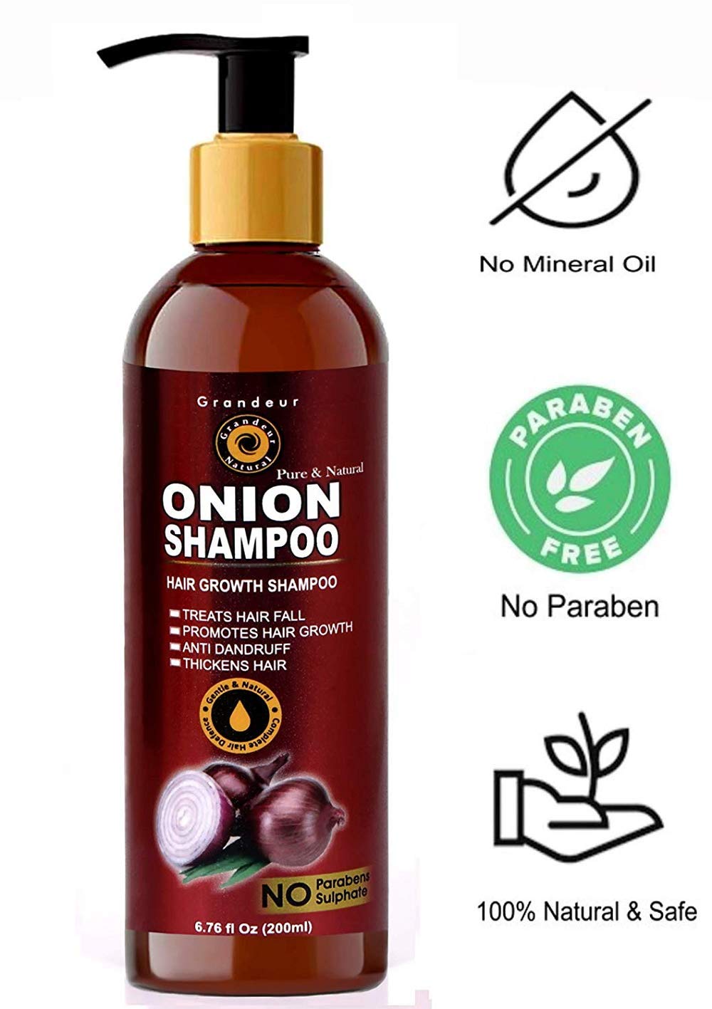 Mua Grandeur Advance Red Onion Hair Growth Shampoo For Hair Growth And Hair  Fall Control With Onion Oil, Amla, Methi, Shikakai, Nagarmotha, Brahmi,  Aloe Vera With 15 Natural Herbs & Ingredients. 200ml