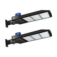 LEDMO 300W LED Parking Lot Lights Adjustable Arm Mount with Photocell 1000-1200W HID/HPS Replacement Waterproof IP65 36000LM 5000K Outdoor Commercial Area Street Flood Lighting(2pack)