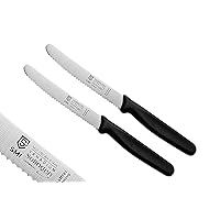 2 Pcs German Tomato Knife Serrated Utility Knife Black Table Knife Paring Knife Solingen Knife Made in Germany