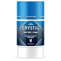 Crystal Magnesium Solid Stick Natural Deodorant, Non-Irritating Aluminum Free Deodorant for Men or Women, Safely and Effectively Fights Odor, Baking Soda Free, Sea Salt + Sage, 2.5 oz