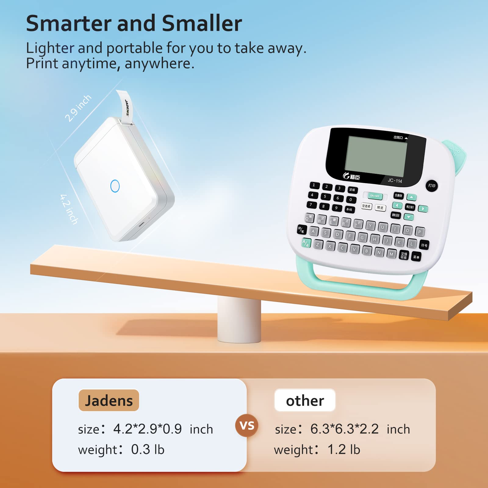 JADENS Label Maker Machine with Tape, D110 Portable Bluetooth Label Printer for Storage, Shipping, Barcode, Mailing, Office, Home, Organizing, Sticker Maker Mini Label Maker with Multiple Templates