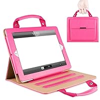 iPad Pro 9.7 Handbag Case,SIX-SEVEN Slim Business Style Handbag Document Card Pocket with Hand Strap Folio Flip Sleeve for 9.7 inch iPad Pro Case,Hot Pink