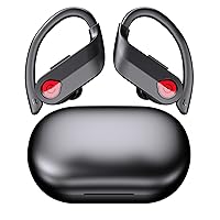 120Hrs Playtime & 240 Standby True Wireless Earbuds Wireless Headphones Workout Over-Ear Bluetooth Ear Buds Waterproof Noise-Cancelling LED Display HiFi Support Alexa Siri Google. Audífonos (red)