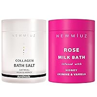Deep Moisturizing and Relaxang Bath Gift Set Pack of 2 - Collagen Magnesium Bath Salt & Rose Milk Bath