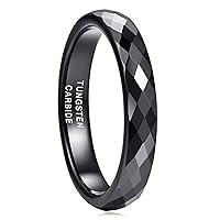 Greenpod 4MM Tungsten Carbide Rings Faceted Edge Dome Polished Rose Gold/Black/Gold/Silver Wedding Band Comfort Fit for Women Size 5-12