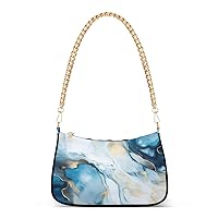 Shoulder Bags for Women Blue Marble Hobo Tote Handbag Small Clutch Purse with Zipper Closure3