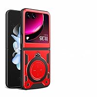 Case for Moto Razr Plus 2023,Military Grade [Built-in Kickstand] Magnetic Rotate Metal Ring Holder Heavy Duty TPU+PC Shockproof Protect Phone Case for Motorola Moto Razr 40 Ultra (Red)