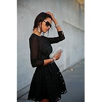 8025 Black Lace women's dress OL commuter Fashion Uniform S M L XL