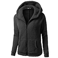 EYNMVR Jacket Coats for Women UK Autumn and Winter Coat Thicken Fleece Warm Full Zipper Wind Resistant Outerwear Fluffy Fur Padded Pea Coats Long Sleeve Hoodie Overcoats