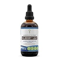 Secrets of the Tribe Bilberry Leaf Tincture Alcohol-Free Extract, Bilberry Vaccinium Myrtillus Healthy Vision 4 oz