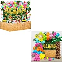 Amandir Hawaiian Aloha Luau Party Decorations and 160Pcs Tropical Hawaiian Balloon Arch Garland Kit