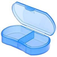 2 Compartment Pill Box Supplement Case for Pocket or Purse, Travel Medication Organizer Case (Blue)