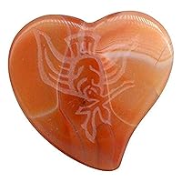 SNC-MP/A/Dove Magic Stone Amber Agate Heart Shaped Pick with Dove Engraving