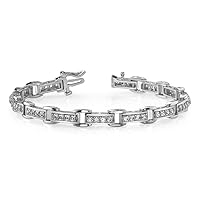 4.00 ct Ladies Round Cut Diamond Tennis Bracelet (Color G Clarity SI-1) in 14 Kt White Gold