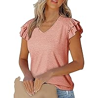 Women's Y2K Tops Fashion Sexy Pleated Solid Color Knitted T-Shirt Short Sleeve Tops, S-2XL