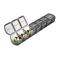 Pill Box Cases Large Grids 7 Days A Week Organizer Pills Box for Tablets Vitamins Medicine Fish Oils Sub-Packed (Color : Grey-01, Size : Small)