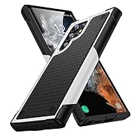 Shockproof Armor Case for Samsung Galaxy S22 Ultra S23 S22 Plus S21 FE S20 A53 A73 A33 A12 Hybrid Rugged PC Silicon Phone Cover,Black and White,for Galaxy S21 Plus