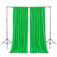 Hiasan Green Screen Backdrop Curtains for Parties, Polyester Photography Backdrop Drapes for Family Gatherings, Wedding Decorations, 5ftx10ft, Set of 2 Panels