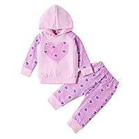 Set 6 Infant Valentine's Pullover Baby Girls Trousers Cartoon Long Top Sleeve Day Set Girls Outfits&Set Elephant Baby Girl (Purple, 6-12 Mouths)