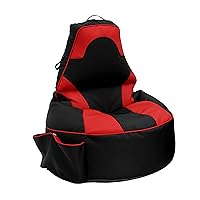 Factory Direct Partners 13928-BKRD SoftScape Floor Gaming Bean Bag Chair, Folding Back Video Game Seat with Pockets, Headphone Hanger & Handle; Filled with Shape-Retaining Foam Beads - Black/Red