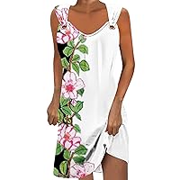 Deal of The Day Today Women 2024 Sleeveless Beach Sundress Summer Floral Print Dresses Swimsuit Cover Ups Swing Casual Loose Tank Tshirt Dress Vestido Mujer