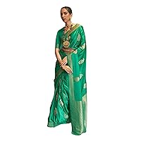 Indian rich look nepal bridal nylon Pure satin weaving paisley butti zari saree blouse 7031
