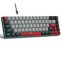 MageGee Portable 60% Mechanical Gaming Keyboard, MK-Box Blue LED Backlit Compact 68 Keys Mini Wired Office Keyboard with Brown Switch for Windows Laptop PC Mac - Grey/Black