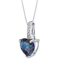 PEORA 14K White Gold Diamond and Genuine or Created Gemstone Heart Pendant for Women