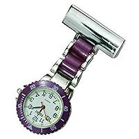 Censi Men's/Ladies Purple Silver Plated Nurse/Tunic FOB Metal Watch Brooch For Doctors Extra Battery