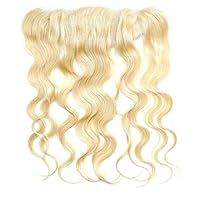 613 Blonde Human Hair 3 Bundles with Frontal Brazilian Body Wave with Baby Hair Frontal 100% Ear to Ear Virgin Human Hair Weave with Lace Frontal