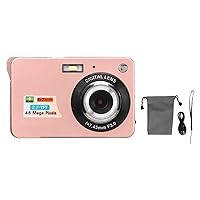 Rechargeable Pocket Camera and 128GB Memory Card Support,4K Digital Camera 48MP with 8X Zoom and 2.7in LCD Screen, USB Transfer Camera Camera for Beginners (Pink)