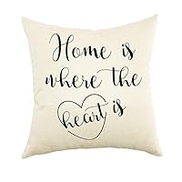 Ogiselestyle Unique Pillow Shams Beautiful Cotton Linen Home is Where The Heart is Pattern Sofa Simple Home Decor Throw Pillow Case Cushion Cover 18